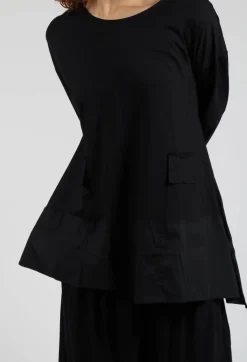 Loose Jersey Top in Black