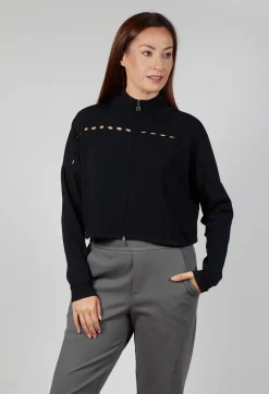 Loose Knit Pattern Cardigan in Black