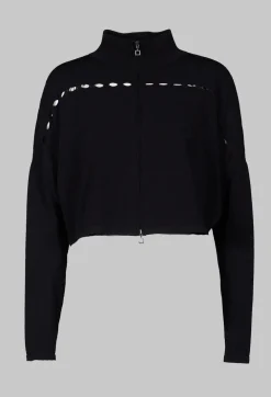 Loose Knit Pattern Cardigan in Black