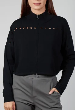 Loose Knit Pattern Cardigan in Black