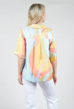 Loose Silk Blouse in Shades Print