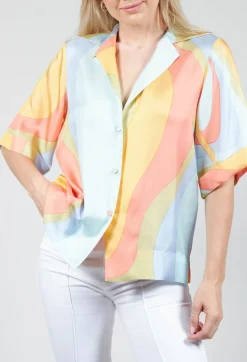 Loose Silk Blouse in Shades Print