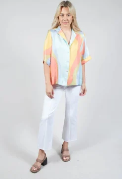 Loose Silk Blouse in Shades Print