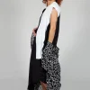 Loose V-Neck Dress in Black and White