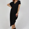 Loose V-Neck Dress in Black
