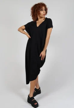 Loose V-Neck Dress in Black