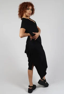 Loose V-Neck Dress in Black