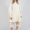 Loose-Fitting Pleated Midi Dress in Greige