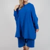 Loose-Fitting Pleated Midi Dress in Royal