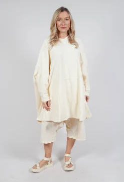 Loose-Fitting Pleated Midi Dress in Greige