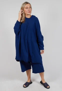 Loose-Fitting Pleated Midi Dress in Ocean