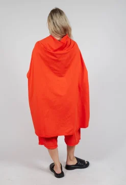 Loose-Fitting Pleated Midi Dress in Mandarine