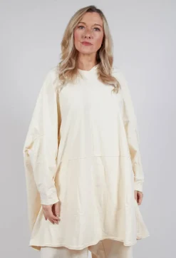 Loose-Fitting Pleated Midi Dress in Greige