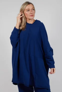 Loose-Fitting Pleated Midi Dress in Ocean