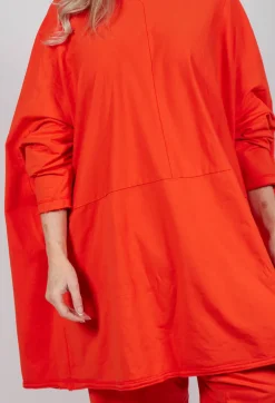 Loose-Fitting Pleated Midi Dress in Mandarine
