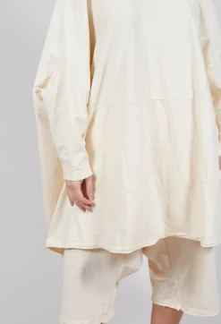 Loose-Fitting Pleated Midi Dress in Greige