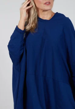 Loose-Fitting Pleated Midi Dress in Ocean