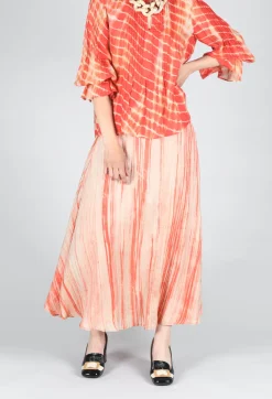 Lotus Skirt in Coral and Beige