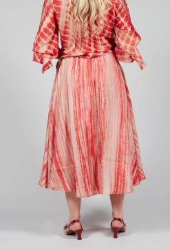 Lotus Skirt in Coral and Beige