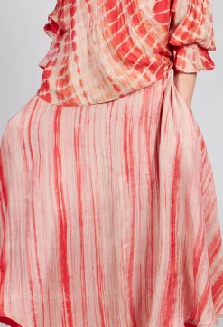 Lotus Skirt in Coral and Beige