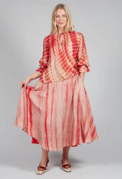 Lotus Skirt in Coral and Beige