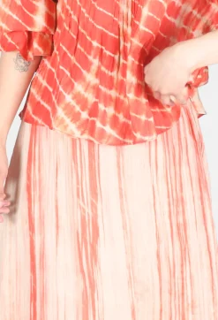 Lotus Skirt in Coral and Beige