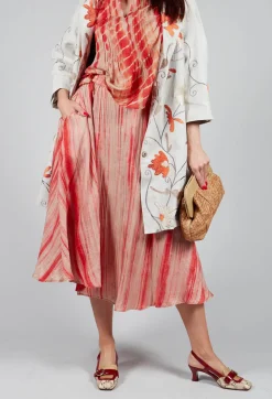 Lotus Skirt in Coral and Beige