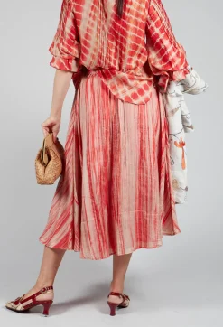Lotus Skirt in Coral and Beige