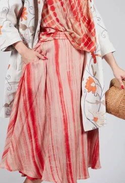 Lotus Skirt in Coral and Beige