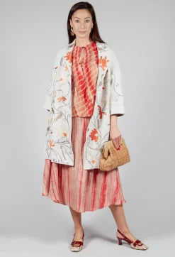 Lotus Skirt in Coral and Beige