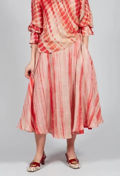 Lotus Skirt in Coral and Beige