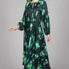 Louise Dress in Green and Black Print