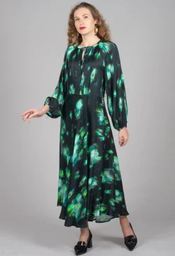 Louise Dress in Green and Black Print