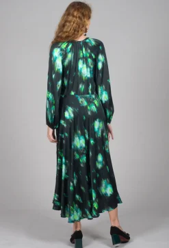Louise Dress in Green and Black Print