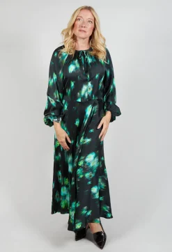 Louise Dress in Green and Black Print