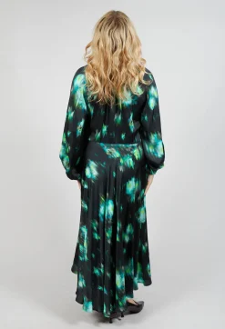 Louise Dress in Green and Black Print