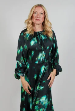 Louise Dress in Green and Black Print