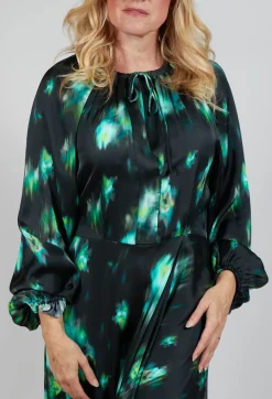 Louise Dress in Green and Black Print