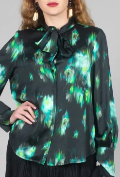 Louise Shirt in Green and Black Print