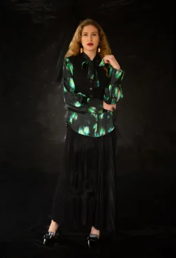 Louise Shirt in Green and Black Print