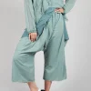 Low Crotch Pull on Trousers in  Pale Turquoise