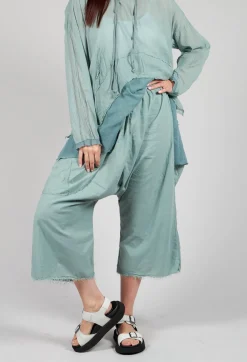 Low Crotch Pull on Trousers in Pale Turquoise
