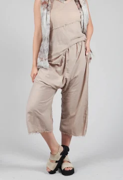 Low Crotch Pull on Trousers in Greige