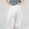 Low Crotch Pull on Trousers in White