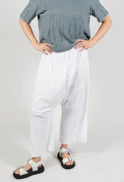 Low Crotch Pull on Trousers in White