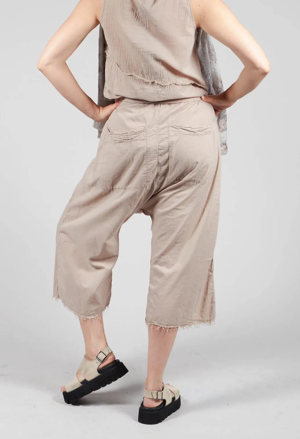 Low Crotch Pull on Trousers in Greige