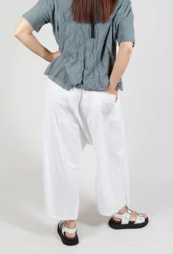 Low Crotch Pull on Trousers in White