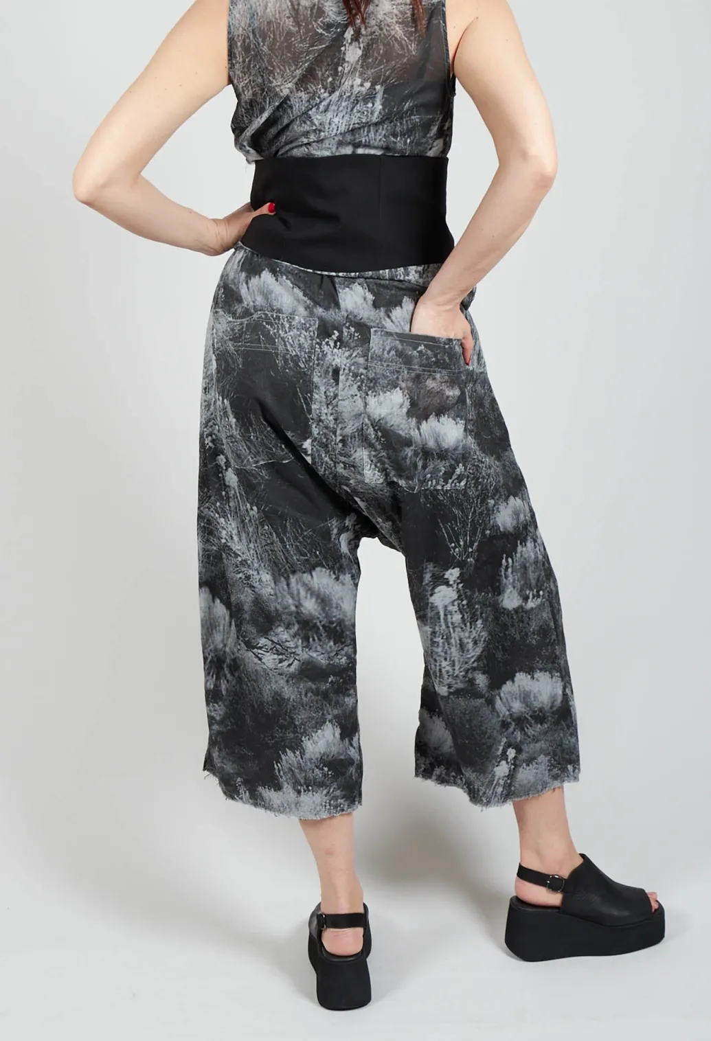 Low Crotch Pull on Trousers in Steppe Black