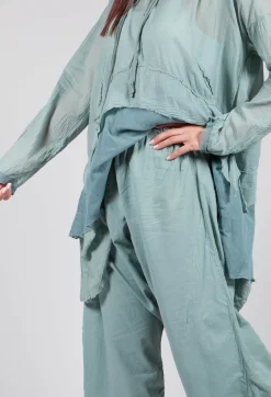 Low Crotch Pull on Trousers in  Pale Turquoise