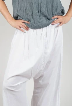 Low Crotch Pull on Trousers in White